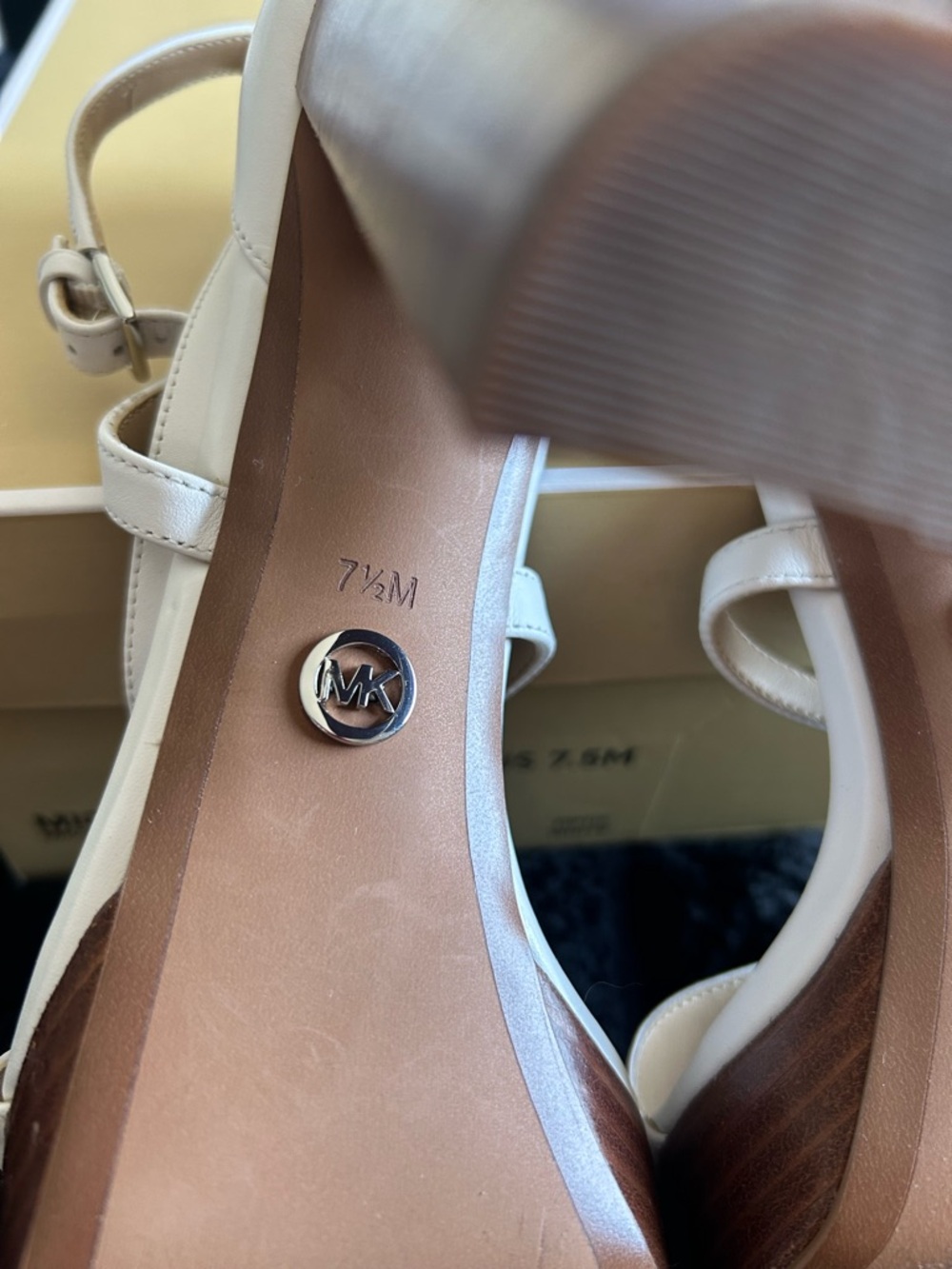 Michael Kors White Strappy Block Heel Sandals - Picture 7 of 8